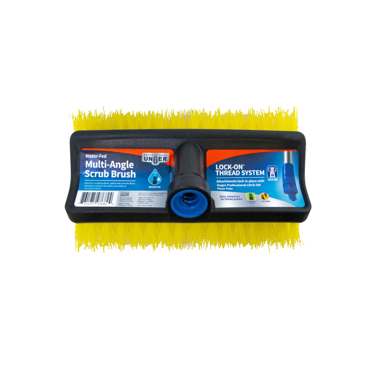 UNGER 10 inches (Pack of 1) / Multi-Angle Scrub Brush / Yellow Brushes
