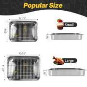 EsOfficce Stainless Steel Roasting Pan Set, 12.7 x 15.5 Inch, Silver with Racks