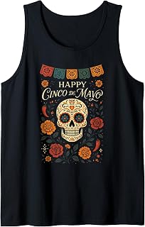 Happy Cinco de Mayo - Skull Fiesta Party Tank Top