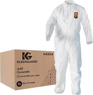 KLEENGUARD A40 Liquid & Particle Protection Coveralls (44304), Zipper Front, White, XL (Qty 25)