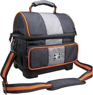 KLEIN TOOLS 55601 Lunch Box/Cooler, 12-Qt Insulated Lunch Box, Soft Side, 4 Compartments, Stays Cool up to 12 Hours, Tradesman Pro