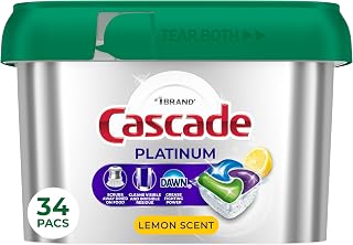 Cascade Platinum Dishwasher Pods, Dishwasher Detergent, Dish Detergent Soap, Lemon, 34 Count (Pack of 6)