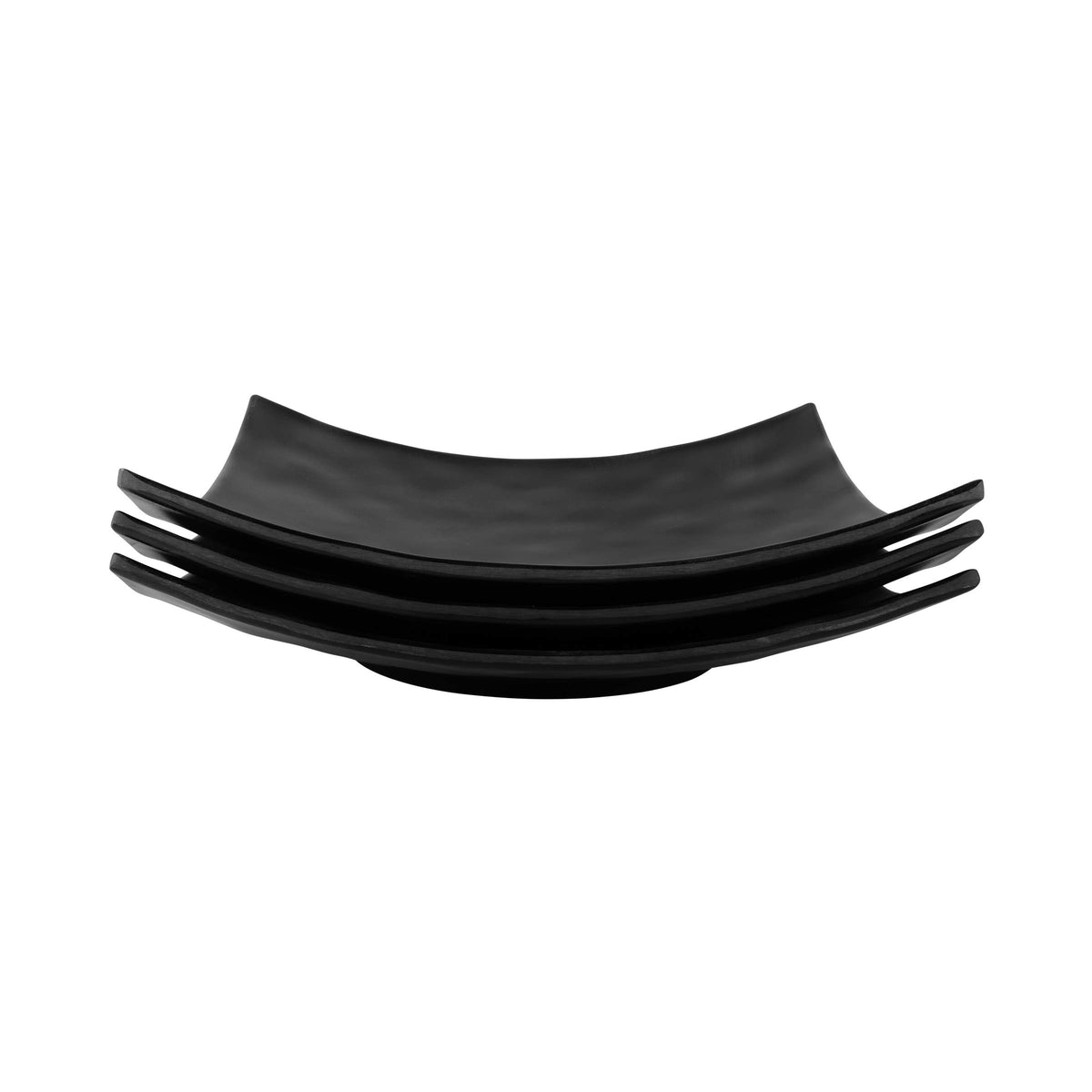 Square Shallow Plate by Elite Global Solutions – 9 3/4" x 2 1/4", Melamine, Black, Pack of 6, Model JW10SQRF-B