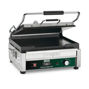 Panini Press with Timer by Waring – Compact Cooking Surface Machines, Cast Iron, Green, Model WFG250T