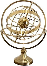 N&I Clear World Map Metal Globe Miniature World Ball Earth Round Globe for Home House Office Desktop Decoration 33 x 46 cm