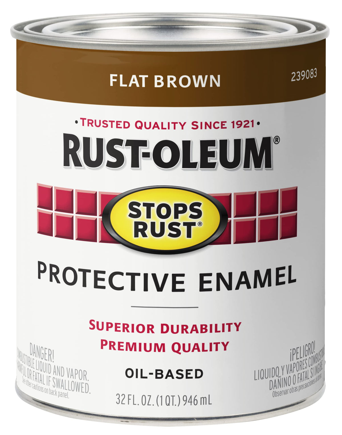 Rust-Oleum Flat Brown / 32 Fl Oz (Pack of 2) / Brush on Paint Interior & Exterior House Paint