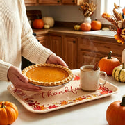 JarThenaAMCS Serving Trays, Set of 3 Melamine Platters, Watercolor Autumn Maple Leaves