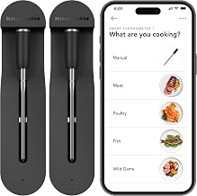KitchenAid Dual Smart Wireless Rechargeable Thermometers, KTH12BM | Two Thermometers, Waterproof Design, Dishwasher-safe, Long-Range Bluetooth, Ideal for BBQ, grill, air fryer use