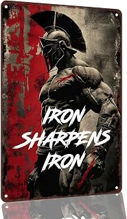 Spartan Iron Sharpens Iron Aluminum Wall Sign, 8 x 12 Inch
