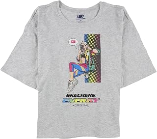 Skechers Womens Selfie Girl Graphic T-Shirt, Grey, Small