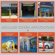 d 7" x 52" Bollard Cover Yellow - High Visibility- (Yellow red Tape) by Innoplast – 7\"x52\", HDPE or LDPE, Yellow red tape, Model BC752YR