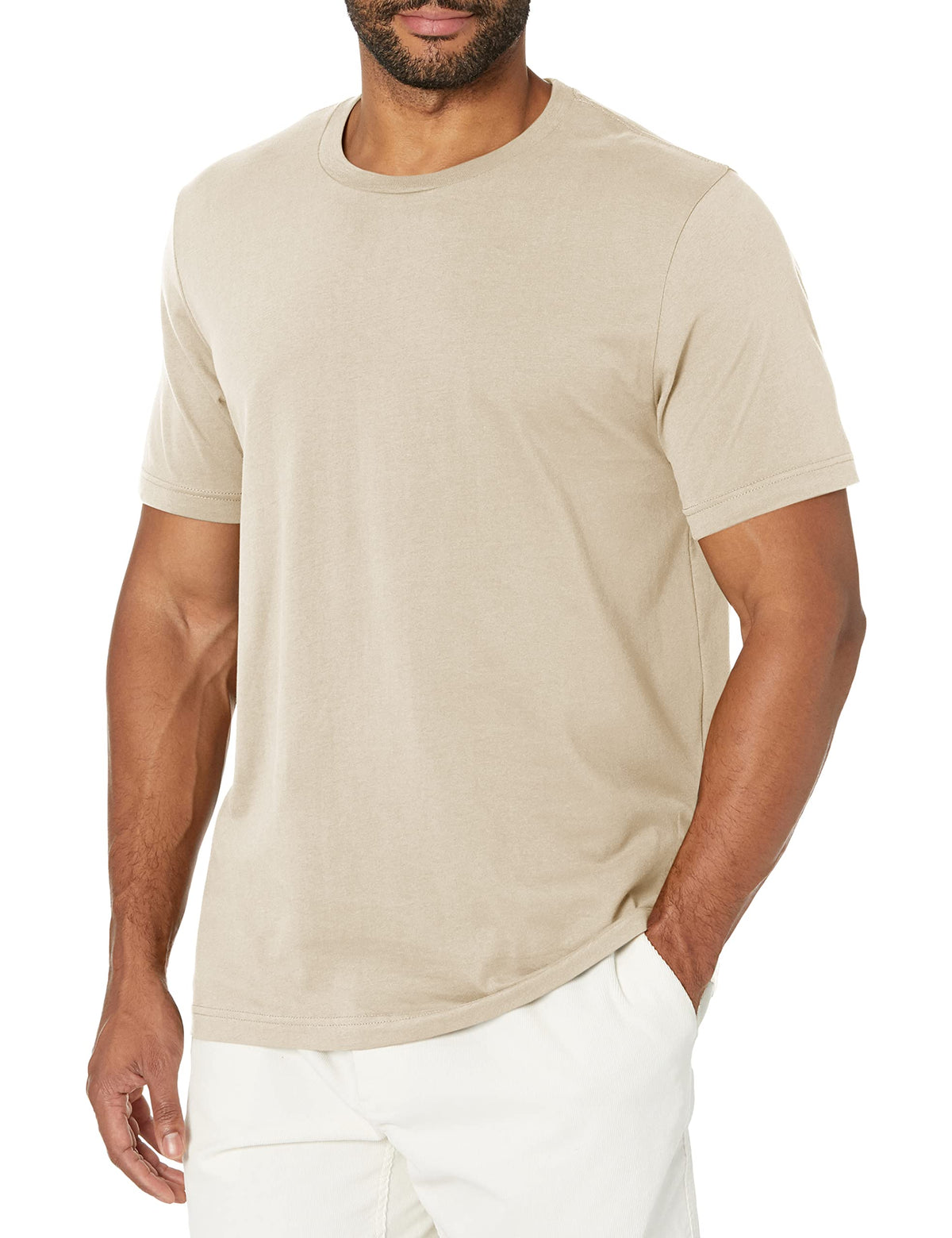 Bella + Canvas Large / Tan / Airlume Cotton Crew Tee T-Shirts