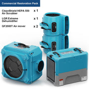 Water Damage/Flood Restore Pack with Commercial Dehumidifier by ALORAIR – teal, Pack of 4, Model Storm LGR Extreme