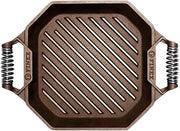 FINEX Cast Iron 12" Grill Pan, Pre-Seasoned with Organic Flaxseed Oil, Speed Cool Handles, Modern Heirloom, Handcrafted in the USA