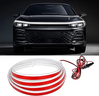 Car Hood Light Strip, 79" Waterproof LED DRL Dynamic Scan (White) | Dynamic Scan Startup, Flexible Waterproof Silicone, DRL Function, Self-Adhesive Mount, Universal Fit for Most Vehicles