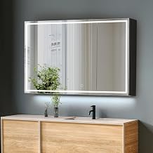 Hesili 48" Surface-Mount LED Lighted Black Aluminum Mirror Medicine Cabinet