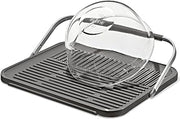 OXO Good Grips Compact Drying Rack with Dish Rest, Aluminum Folding Dish Drying Rack for Glassware and Cookware, Drain Board with Non-Slip Feet for Countertop or Kitchen Sink