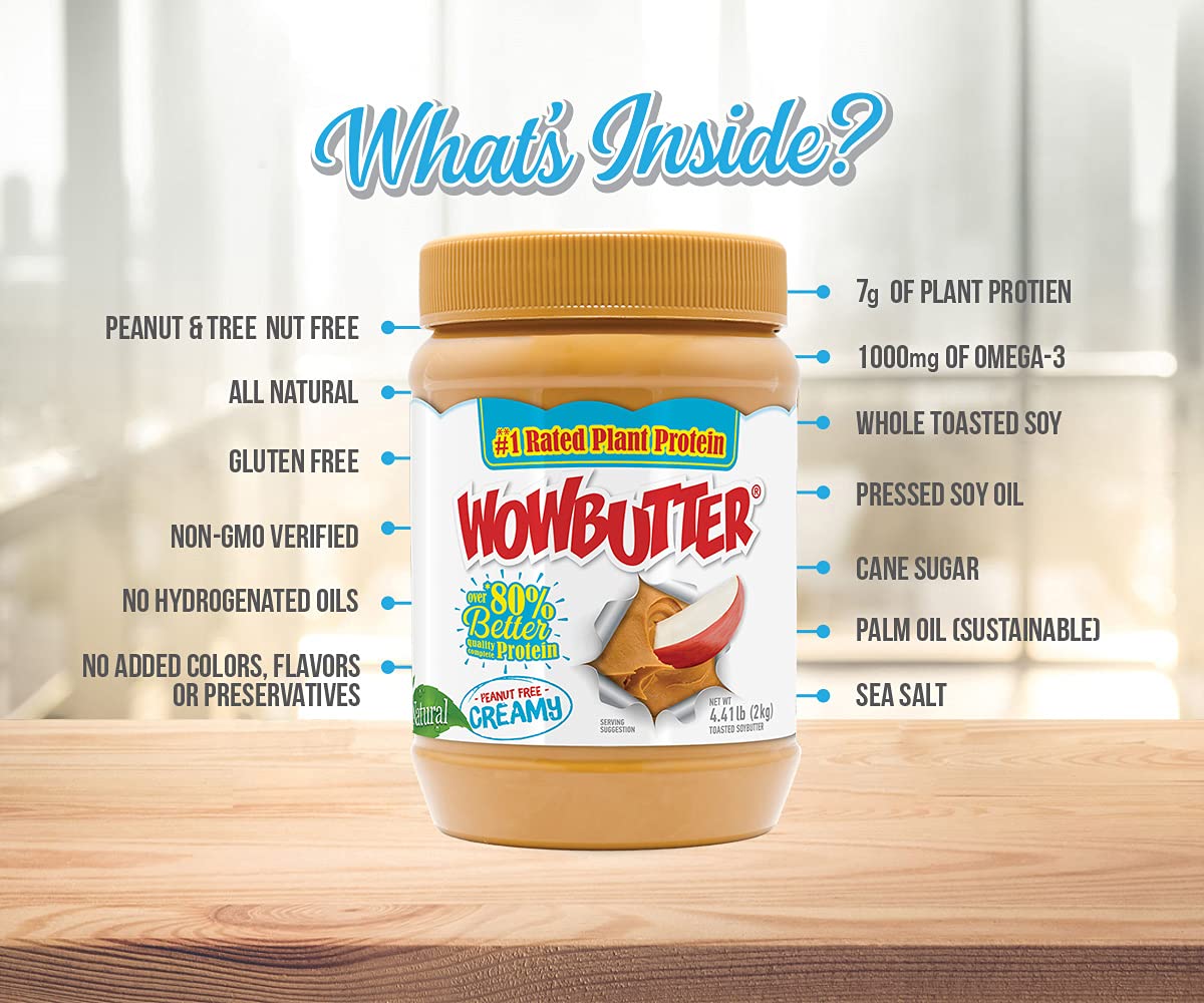 Natural Peanut Free Creamy 4.4lb Jars by WOWBUTTER – 140.8 Ounce (Pack of 1), Pack of 2