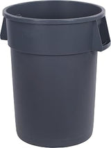 Carlisle FoodService Products 34104423 Bronco Round Waste Container, 44 gal, 31.35" Height, 27.5" Width, 27.5" Length, Polyethylene (LLDPE), Gray (Pack of 3)