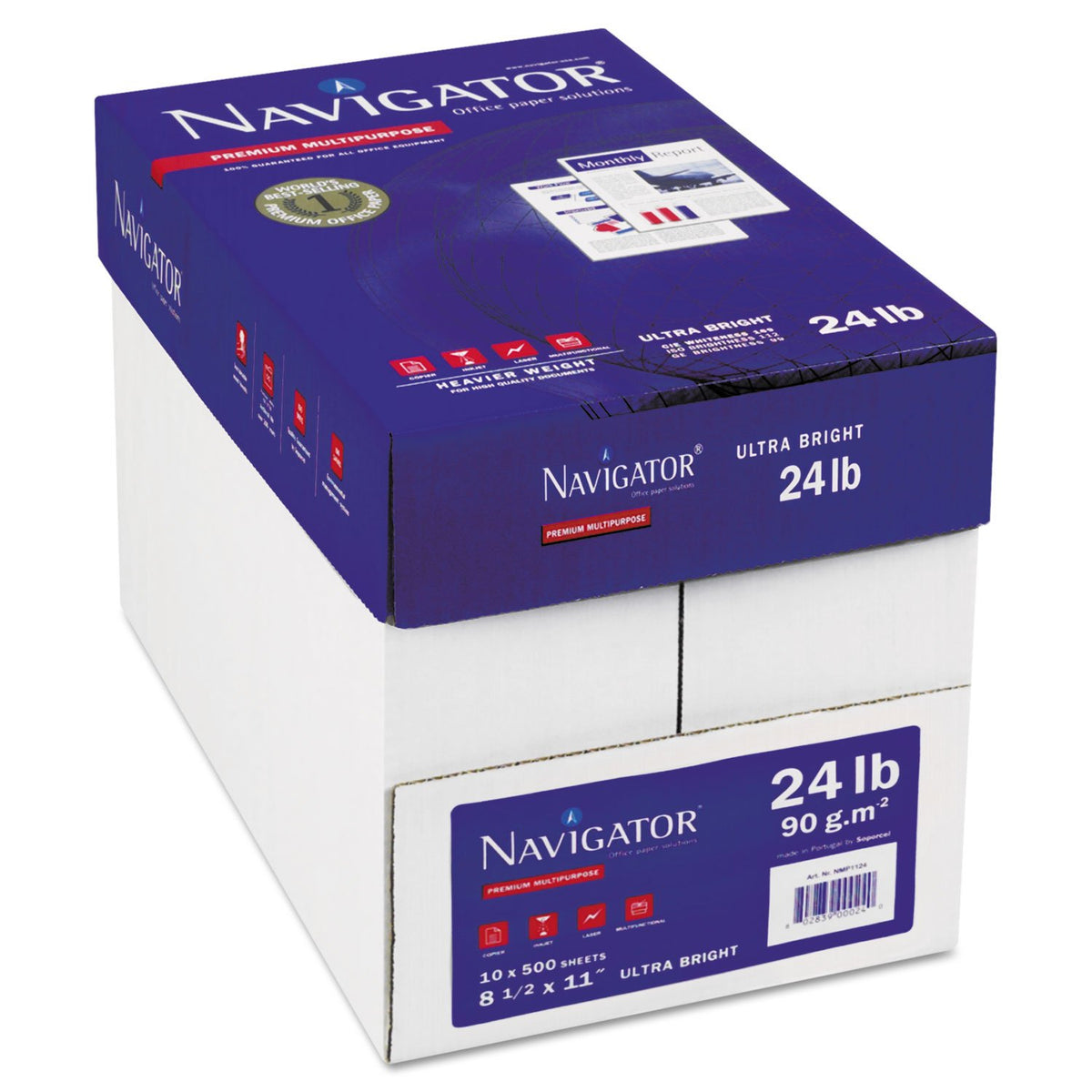 Navigator Platinum Digital Copy & Multipurpose Paper by NAVIGATOR Office Paper Solutions – 8.5 X 11, Paper, Bright White, Pack of 5000, Model NPL1124