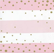 Creative Converting Pink and Gold Celebration Beverage Napkins, 16 ct