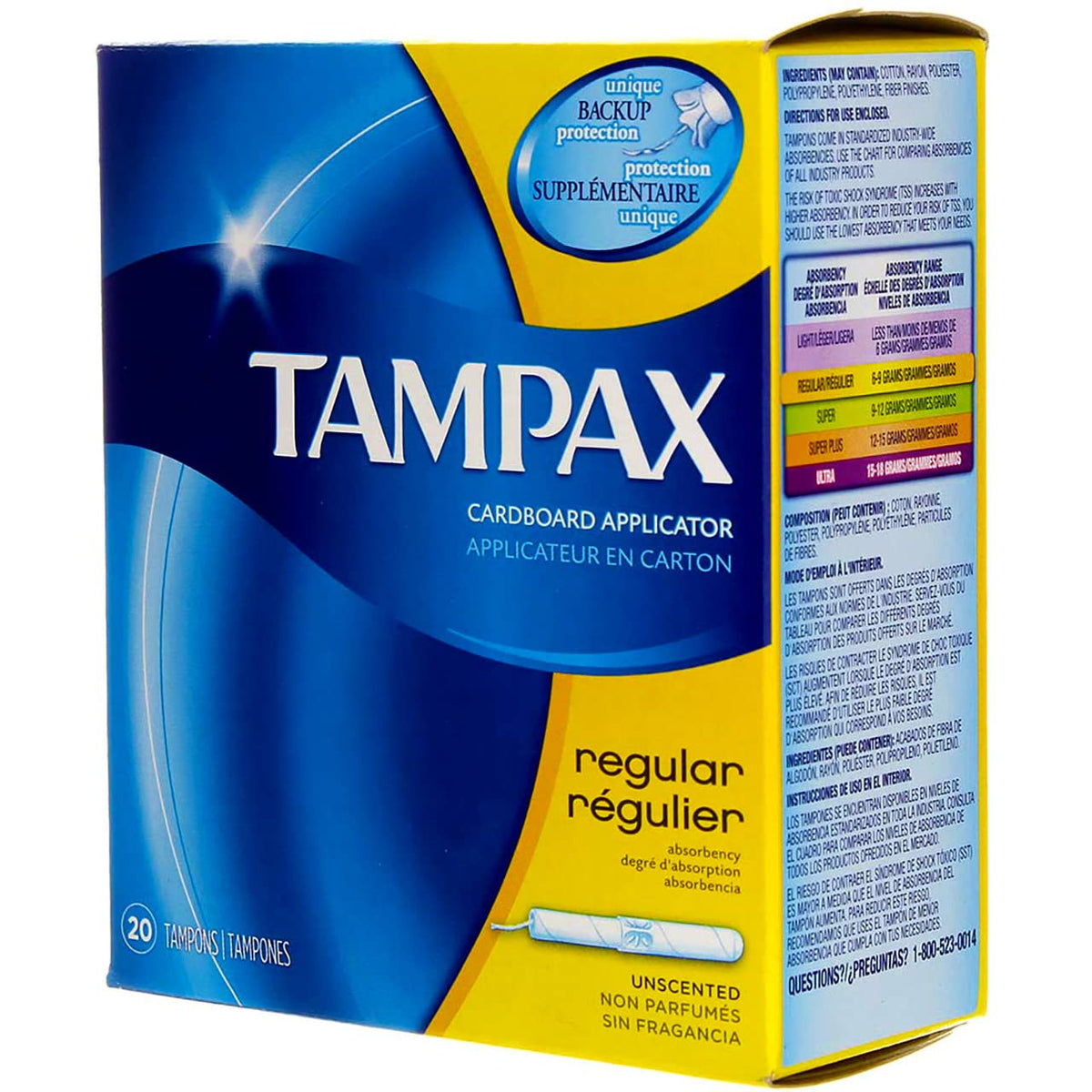 Tampons with Flushable Cardboard Applicator - Regular - 20 ct - 2 pk by Tampax – Cardboard, Pack of 2, Model 7301028012