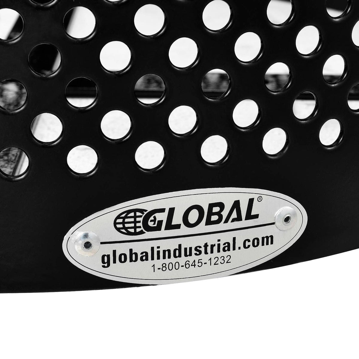 36 Gallon Outdoor Perforated Steel Round Trash Can by Global Industrial – 23.5 inches (Diameter) x 40 inches (Height), 36.0 gallons, Steel, Black, Model 261949BK