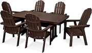 Polywood Vineyard Adirondack 7-Piece Nautical Trestle Dining Set (Mahogany)