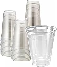 16oz Crystal Clear PET Plastic Cups, Fit 98mm Lid, Disposable Cold Cups (Case of 1000) (16oz)