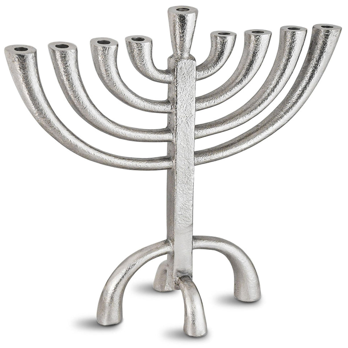 Zion Judaica Rustic Iron Menorah, 10 Inch Height, Silver Finish