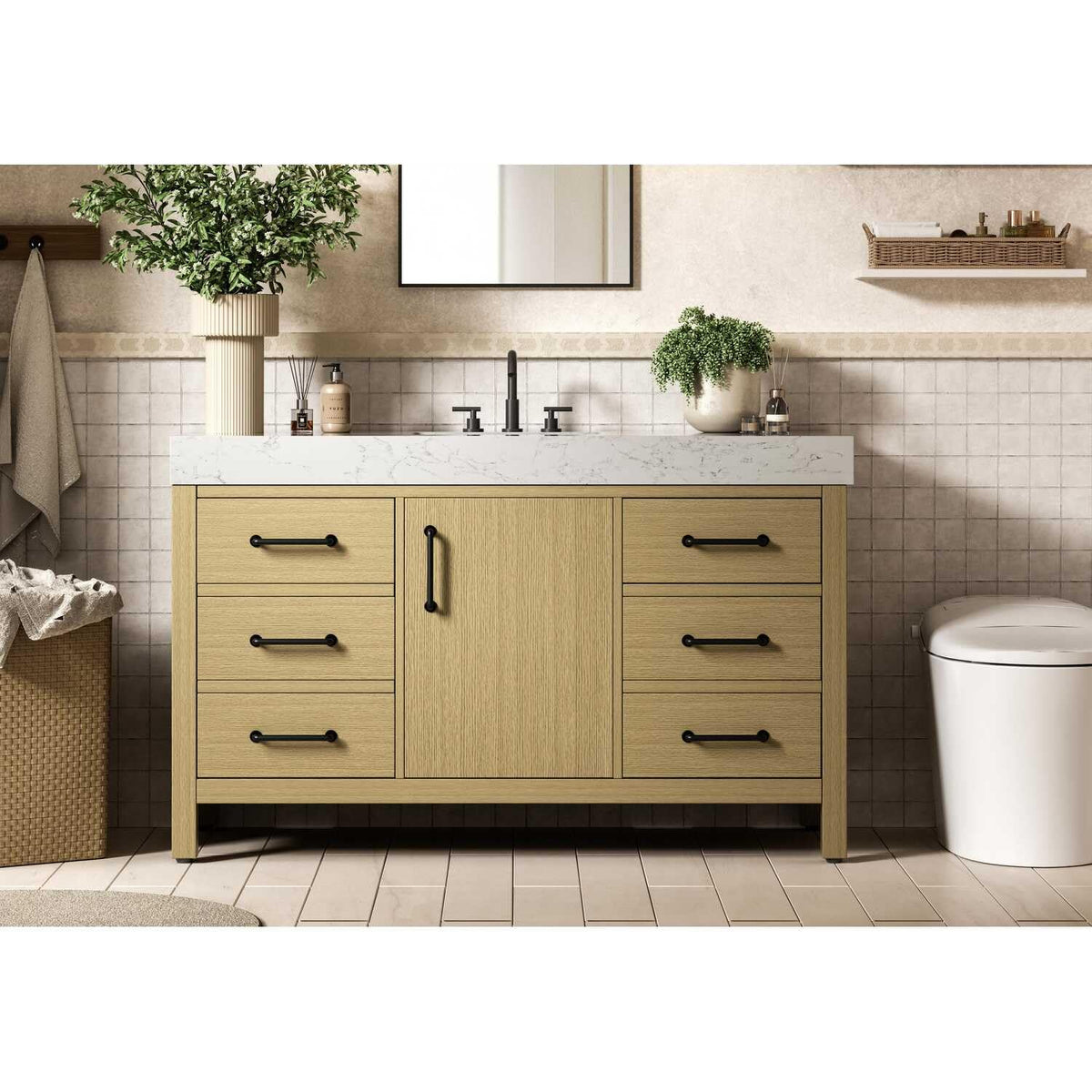 Elegant Kitchen and Bath 54" Single Bathroom Vanity in Honey Brown by Elegant Lighting – unspecified, Wood, Honey Brown, Model VF60654MHB