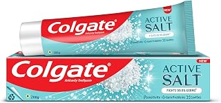 Colgate Active Salt Toothpaste, Germ Fighting Gum Care Toothpaste, 200g/7oz