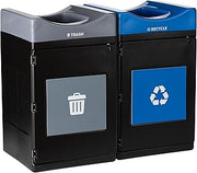 Commercial Zone Avante™ Series Made in The USA, Black Dual-Stream, Trash and Recycling Center 55-Gallon Square, Open Top