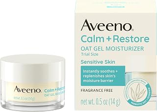 Aveeno Calm + Restore Oat Gel Facial Moisturizer, Fragrance-Free, 0.5 oz