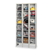 Safety View Plus 6-Tier Locker - 12X15x12" Openings - 3 Lockers Wide - Set-Up - Parchment by Hallowell – 16"L x 37"W x 78"H, Steel frame/polycarbonate doors, Model USVP3258-6A-PT