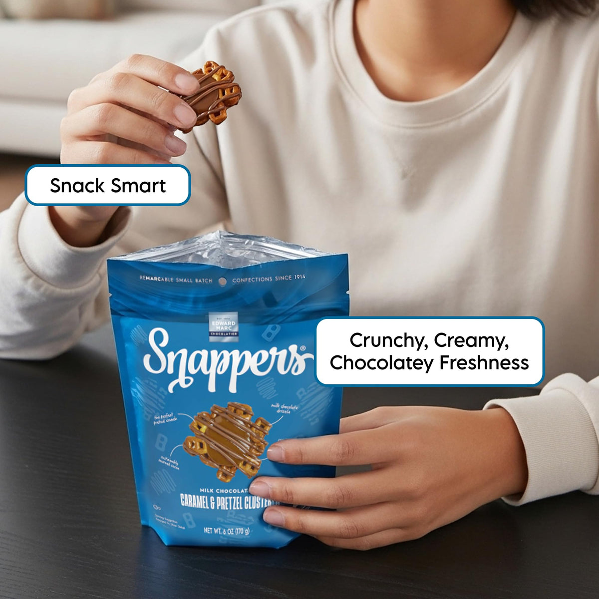 Pretzel Milk Chocolate by Snappers – 6 Ounce (Pack of 6), Pack of 6