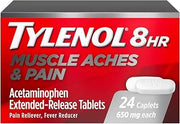 Tylenol 8-Hour Muscle Aches & Pain Tablets, 650 mg Acetaminophen, 24 ct