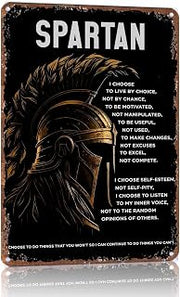 Spartan Warrior Motivation Quote Metal Sign Wall Decor 12x8 In