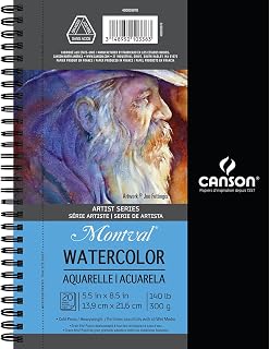 Canson Watercolor Pad 5.5 x 8.5-inch 20 Sheets, Acrylic, Multicolour, 17.14x21.59x1.9 cm