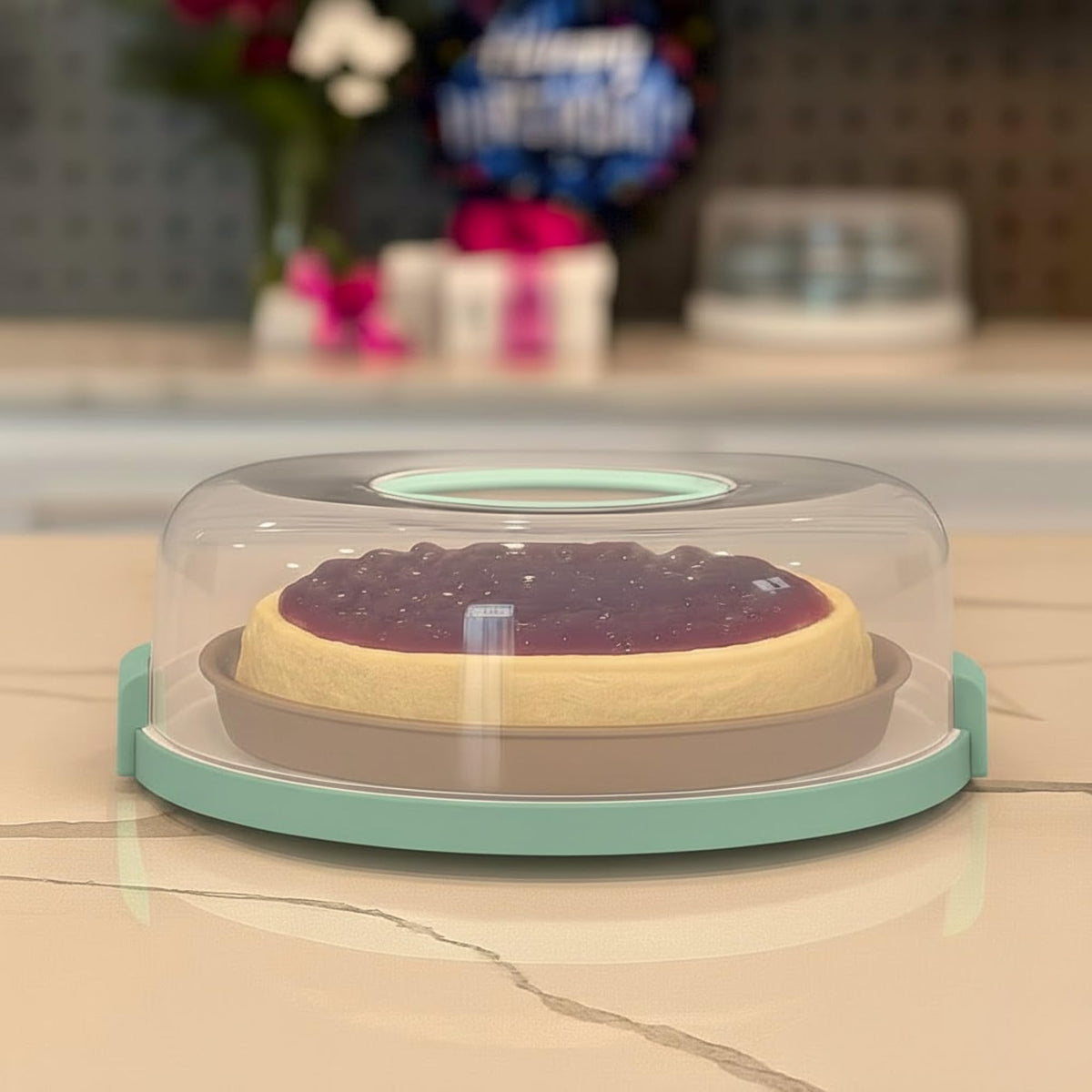 Joey'z Pie Keeper with Secure Latches, Turquoise, Holds 10 Inch Pies