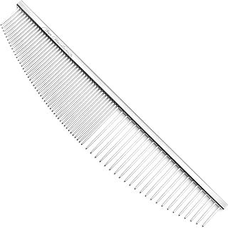 Chris Christensen 00C 6.5 in Crescent Coarse/Fine Finishing Butter Comb, Groom Like a Professional, Rounded Corners Prevent Friction and Breakage, Solid Brass Spin with Steel Teeth, Chrome Finish