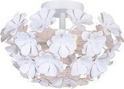 Canarm Cassia 2-Light Flush Mount Ceiling Light, 15-Inch Matte White Floral Shade, Whimsical Modern Lighting, Easy Install for Bedroom or Living Room