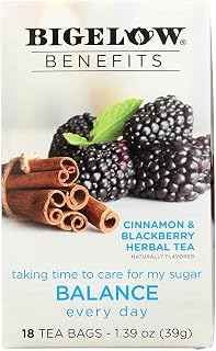 Bigelow Tea Bigelow Benefits Herbal Tea Cinnamon and BlackBerry Herbal Tea, 18 Count Boxes