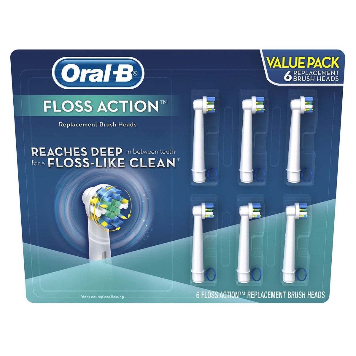Replacement Brush Heads by Oral-B – 1 Count (Pack of 6), Plastic, White, Pack of 6, Model EB25-6