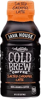 Java House Cold Brew Coffee Ready to Drink Bottles - Salted Caramel Latte - Pack of 12 8oz Bottles - 100% Arabica Coffee
