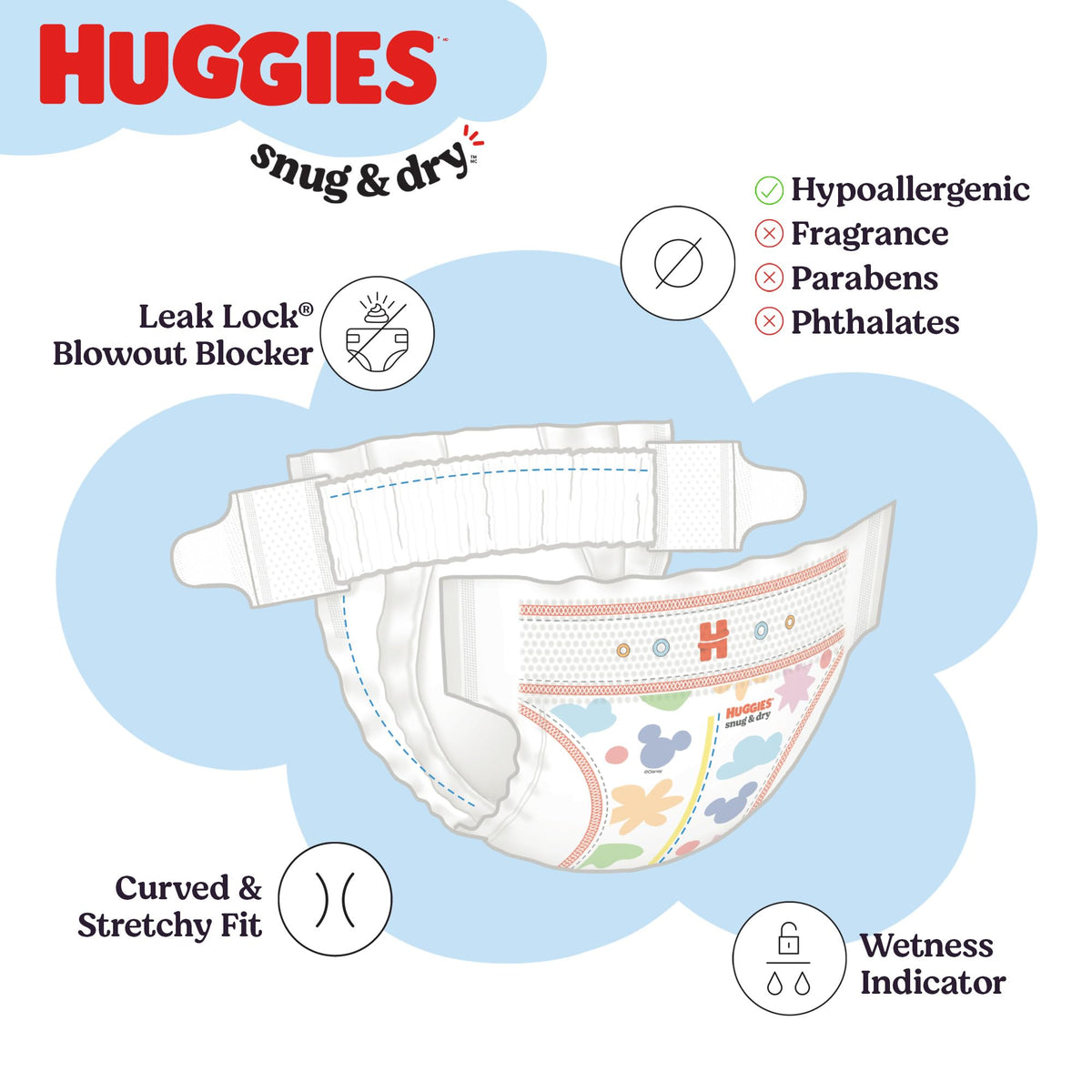 SNUG&Dry GIGA Diaper SZ6 by HUGGIES – One Size, Pulp, White, Pack of 66