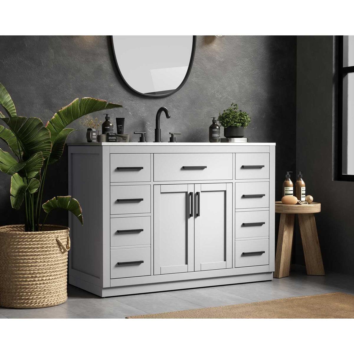 Alden Bathroom Vanity Grey by Lighting Design – Wood, Grey, Model 5608633