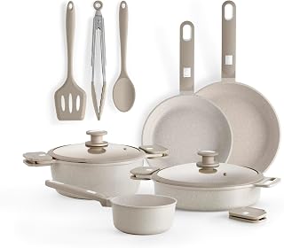 Monix Denmark | 10 Piece Cookware Set, Cast Aluminium with Non-Stick, Suitable for All Types of Cookers Including Induction