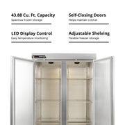 Traulsen (2) Solid Doors, Right Hinged / Silver / 1 Freezers
