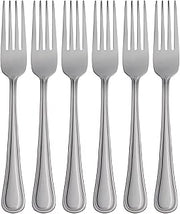 Oneida Tress Dinner Forks Silverware Set for 6, Flatware | mirror finish, platinum trim | dishwasher safe | 7.9 inch length, cutlery set, utensil set | 0.95 inch